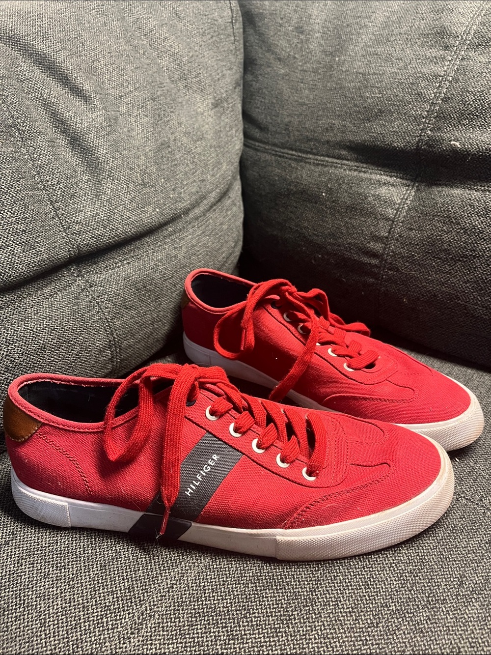 Tommy Hilfiger Red Canvas Lace-Up Sneakers